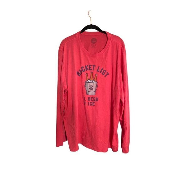 Life is good men’s bucket list, beer long sleeve T-shirt, XXL - Picture 1 of 4